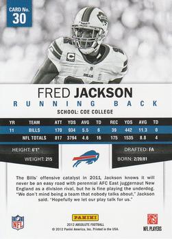 2012 Panini Absolute - Retail #30 Fred Jackson Back