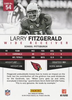 2012 Panini Absolute - Retail #54 Larry Fitzgerald Back