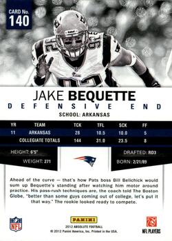 2012 Panini Absolute - Spectrum Red #140 Jake Bequette Back