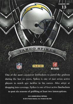 2012 Panini Crown Royale - Field Force #13 Takeo Spikes Back