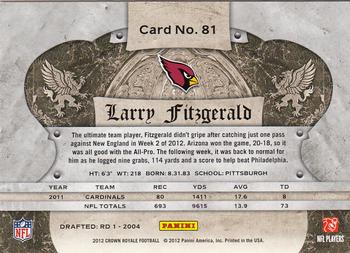 2012 Panini Crown Royale - Retail #81 Larry Fitzgerald Back