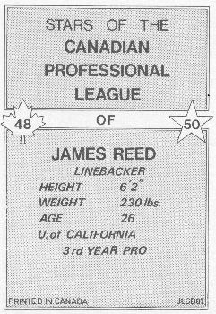1981 JOGO  #48 James Curtis Reed Back