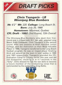 1992 All World CFL #148 Chris Tsangaris Back