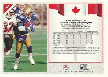 1992 All World CFL #159 Less Browne Back