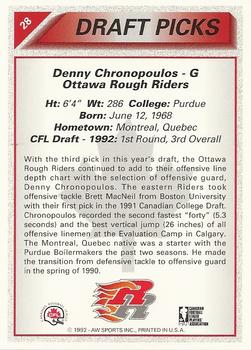 1992 All World CFL #28 Denny Chronopoulos Back