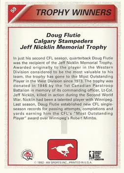 1992 All World CFL #59 Doug Flutie Back