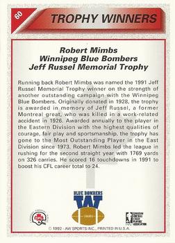 1992 All World CFL #60 Robert Mimbs Back
