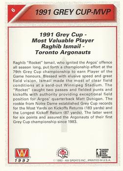 1992 All World CFL #6 Raghib Ismail Back