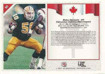 1992 All World CFL #90 Blake Dermott Back