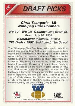 1992 All World CFL - Foil #148 Chris Tsangaris Back