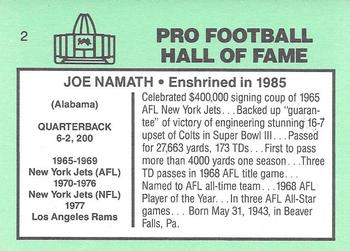 1985-88 Football Immortals #2 Joe Namath Back