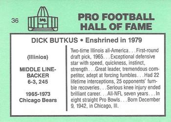 1985-88 Football Immortals #36 Dick Butkus Back