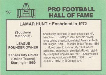 1985-88 Football Immortals #58 Lamar Hunt Back