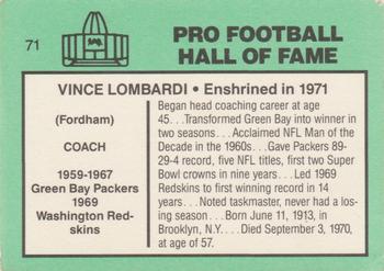 1985-88 Football Immortals #71 Vince Lombardi Back