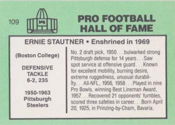 1985-88 Football Immortals #109 Ernie Stautner Back