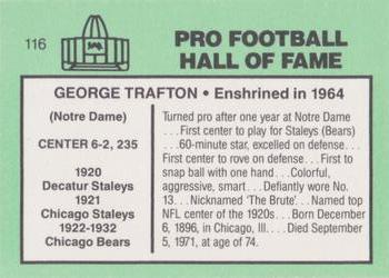1985-88 Football Immortals #116 George Trafton Back