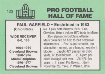 1985-88 Football Immortals #123 Paul Warfield Back