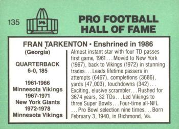 1985-88 Football Immortals #135 Fran Tarkenton Back