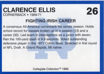 1990 Collegiate Collection Notre Dame #26 Clarence Ellis Back
