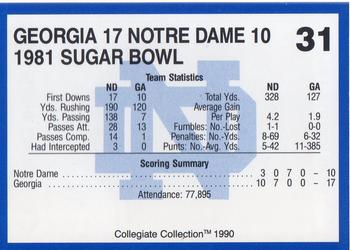 1990 Collegiate Collection Notre Dame #31 1981 Sugar Bowl Back