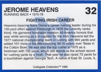 1990 Collegiate Collection Notre Dame #32 Jerome Heavens Back