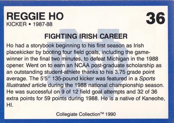 1990 Collegiate Collection Notre Dame #36 Reggie Ho Back