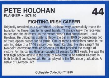 1990 Collegiate Collection Notre Dame #44 Pete Holohan Back
