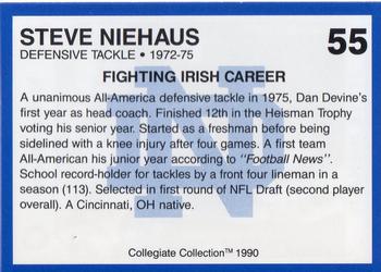 1990 Collegiate Collection Notre Dame #55 Steve Niehaus Back