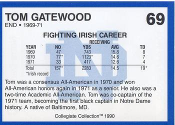 1990 Collegiate Collection Notre Dame #69 Tom Gatewood Back