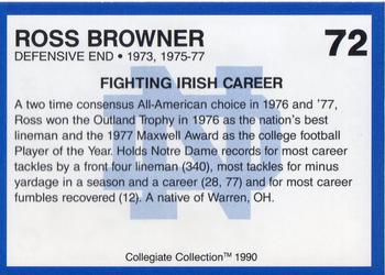 1990 Collegiate Collection Notre Dame #72 Ross Browner Back