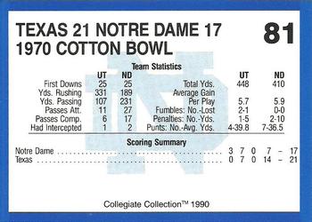 1990 Collegiate Collection Notre Dame #81 1970 Cotton Bowl Back