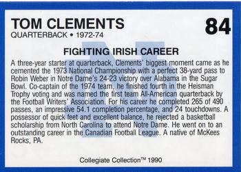 1990 Collegiate Collection Notre Dame #84 Tom Clements Back