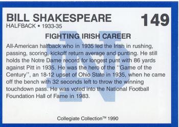 1990 Collegiate Collection Notre Dame #149 Bill Shakespeare Back
