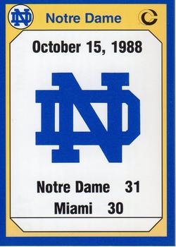 1990 Collegiate Collection Notre Dame #198 1988 Miami Front