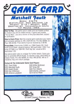 1994 Classic NFL Draft - Game Cards #GC2 Marshall Faulk Back