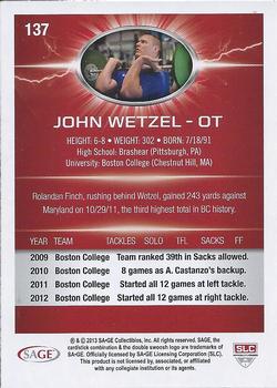 2013 SAGE HIT #137 John Wetzel Back