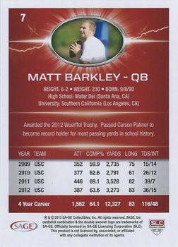 2013 SAGE HIT #7 Matt Barkley Back