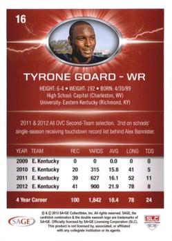 2013 SAGE HIT #16 Tyrone Goard Back