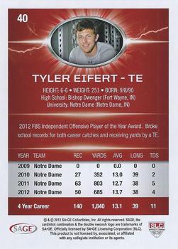 2013 SAGE HIT #40 Tyler Eifert Back