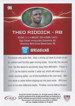 2013 SAGE HIT #96 Theo Riddick Back