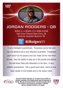 2013 SAGE HIT #107 Jordan Rodgers Back