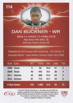 2013 SAGE HIT #114 Dan Buckner Back