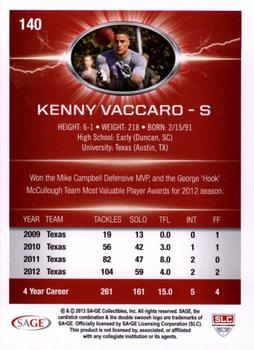 2013 SAGE HIT #140 Kenny Vaccaro Back