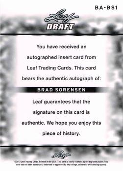2013 Leaf Metal Draft #BA-BS1 Brad Sorensen Back