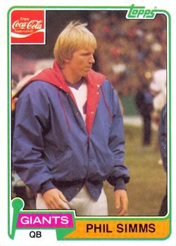 1981 Topps Coca-Cola New York Giants #9 Phil Simms Front