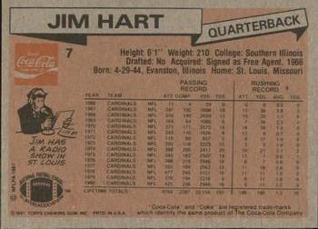 1981 Topps Coca-Cola St. Louis Cardinals #7 Jim Hart Back