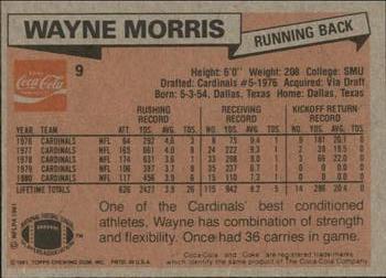 1981 Topps Coca-Cola St. Louis Cardinals #9 Wayne Morris Back