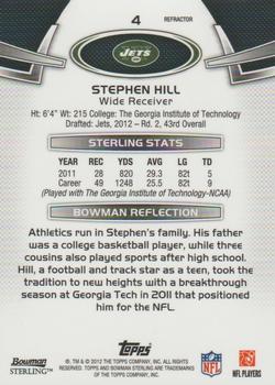 2012 Bowman Sterling - Blue Refractors #4 Stephen Hill Back