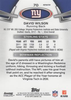 2012 Bowman Sterling - Blue Refractors #70 David Wilson Back
