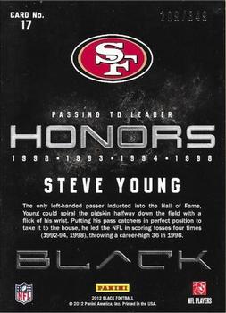 2012 Panini Black - Honors #17 Steve Young Back